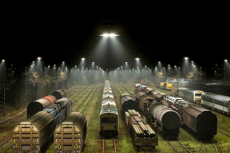 Rail Yard at Night — Black