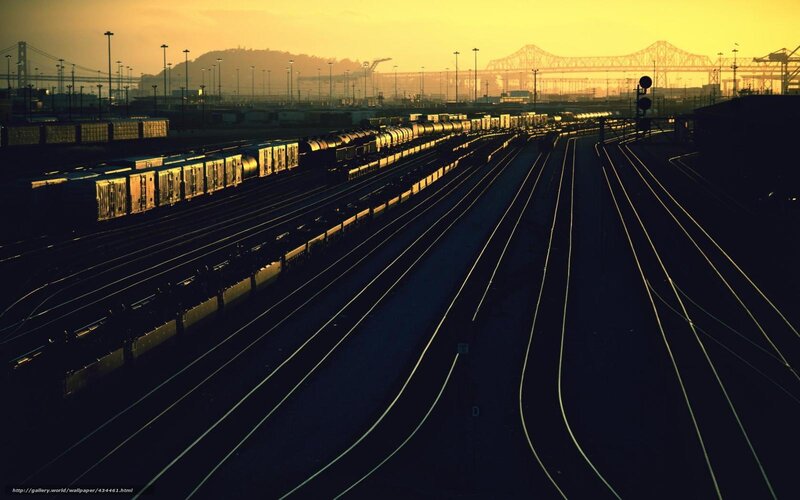 Rail Yard at Sunset — Yellow