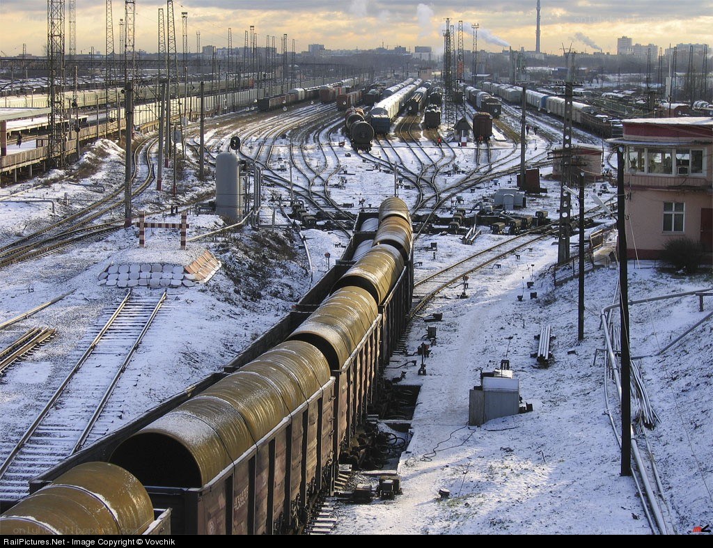 Rail yard in winter