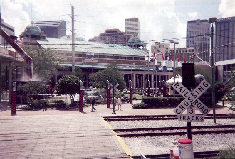 Railroad crossing in downtown New Orleans