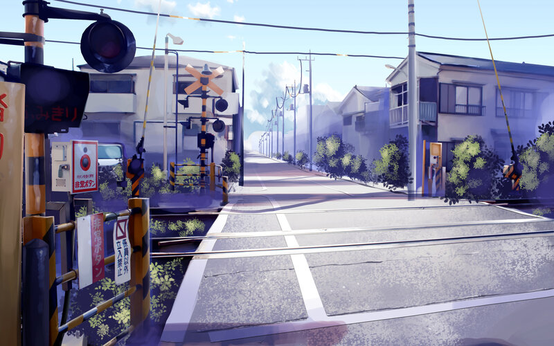 Railroad Crossing in Town