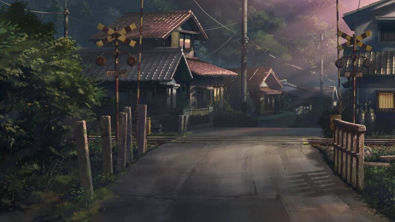 Railroad Crossing in Village — Green