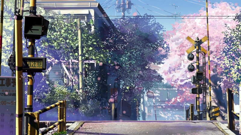 Railroad Crossing with Cherry Blossoms — Pink
