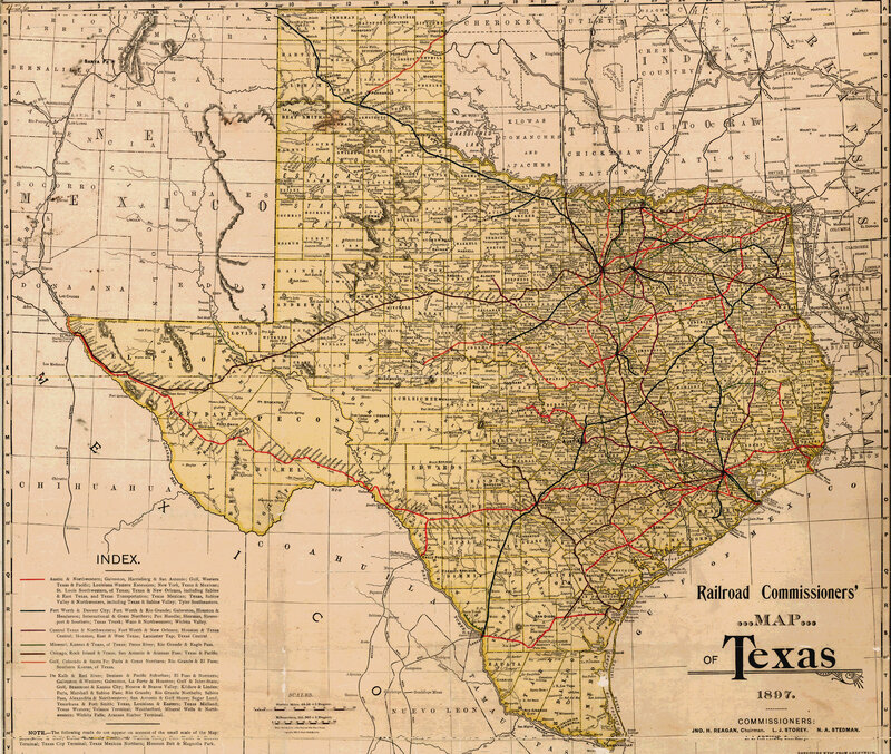 Railroad map of Texas 1897