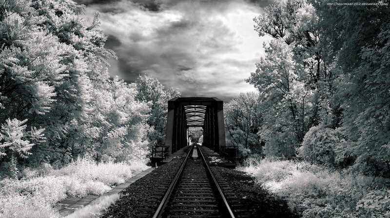 Railroad Tracks and Bridge — Black