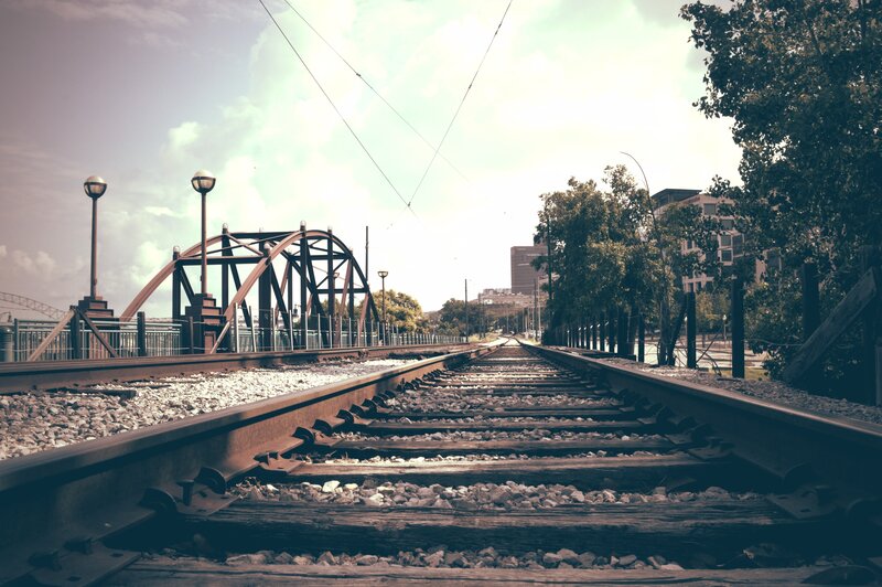 Railroad Tracks and Bridge — Brown