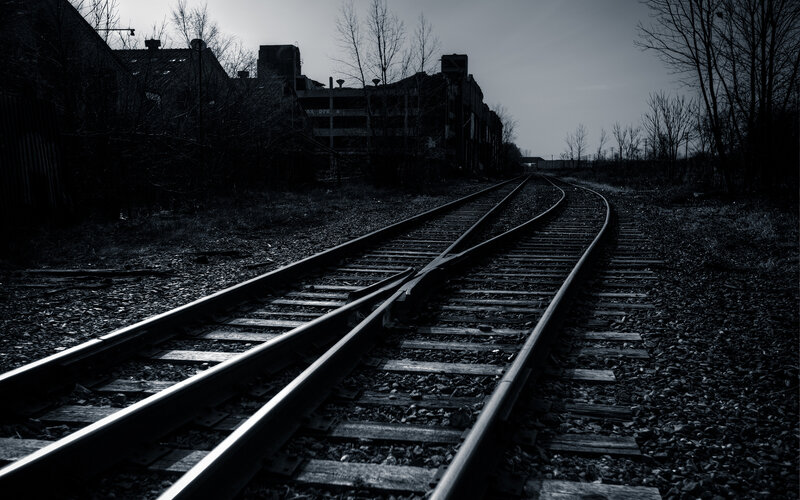 Railroad Tracks at Dusk — Black