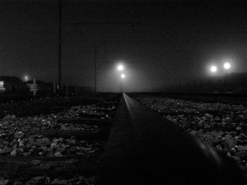 Railroad Tracks at Night — Black, Dark