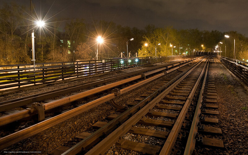 Railroad Tracks at Night — Brown