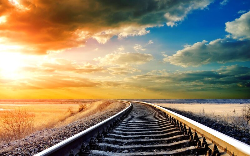 Railroad Tracks at Sunset — Orange