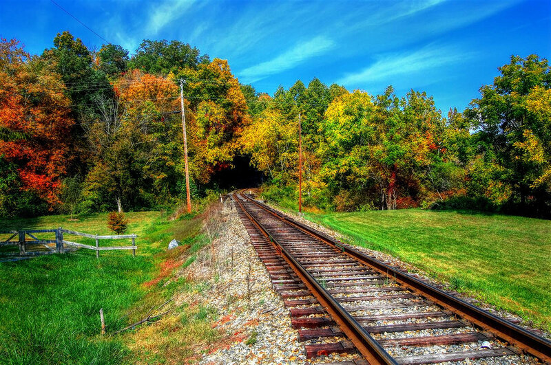 Railroad Tracks in Autumn — Green