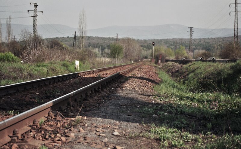 Railroad Tracks in Countryside — Brown