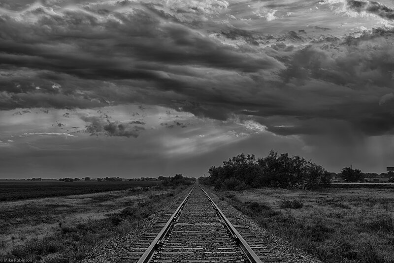 Railroad Tracks in Field — Black