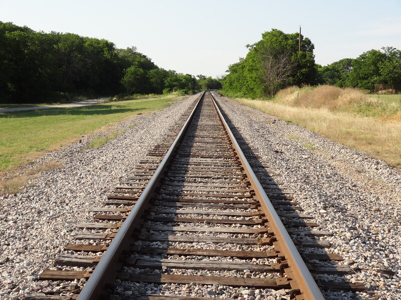 Railroad Tracks in Field — Gray