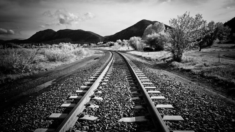Railroad Tracks in Mountains — Black
