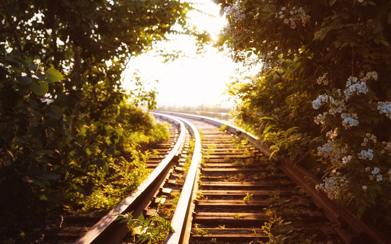 Railroad Tracks in Tunnel — Green