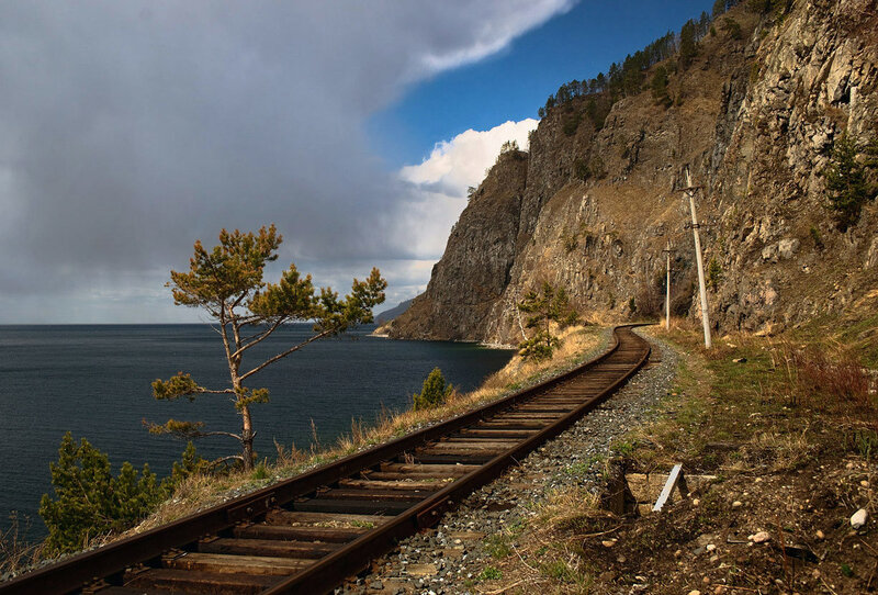 Railroad Tracks on Cliff