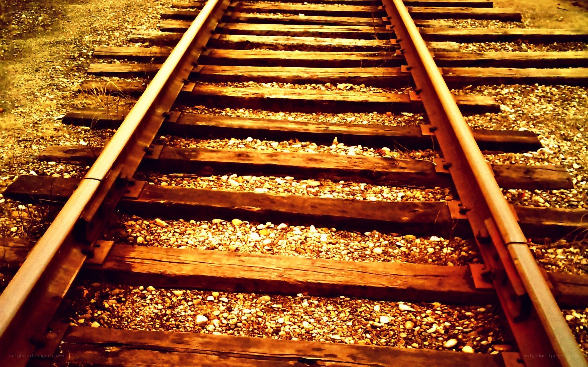 Railroad tracks receding into distance