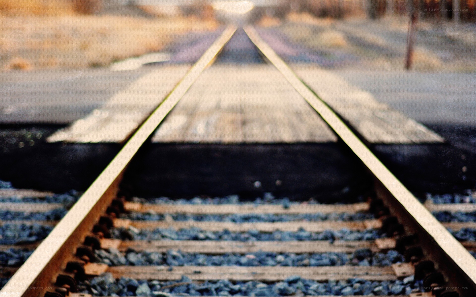 Railroad tracks receding into distance