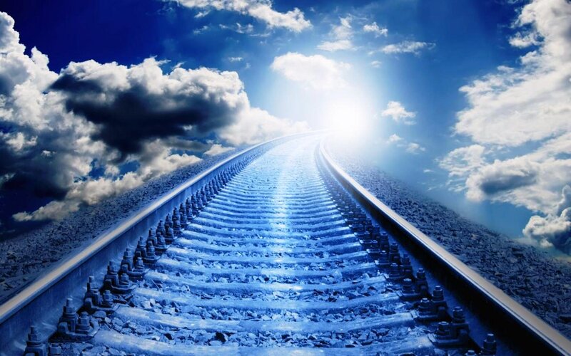 Railroad Tracks to Sky — Blue