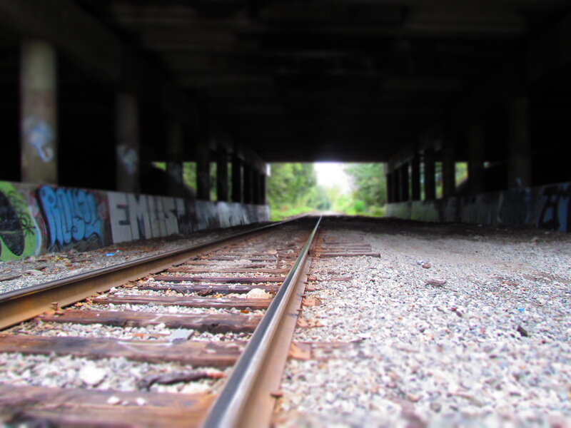 Railroad Tracks under Bridge