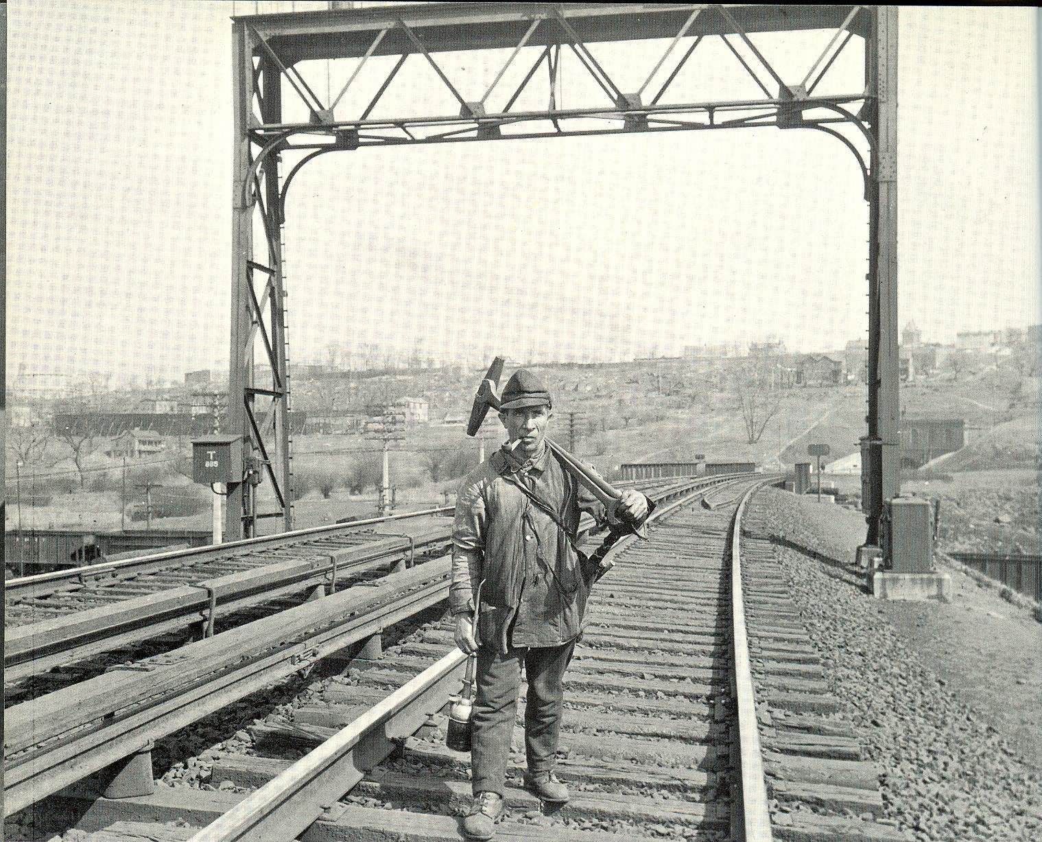 Railroad worker with tools