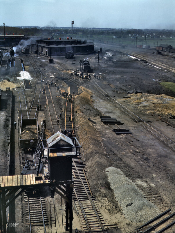 Railroad Yard with Workers