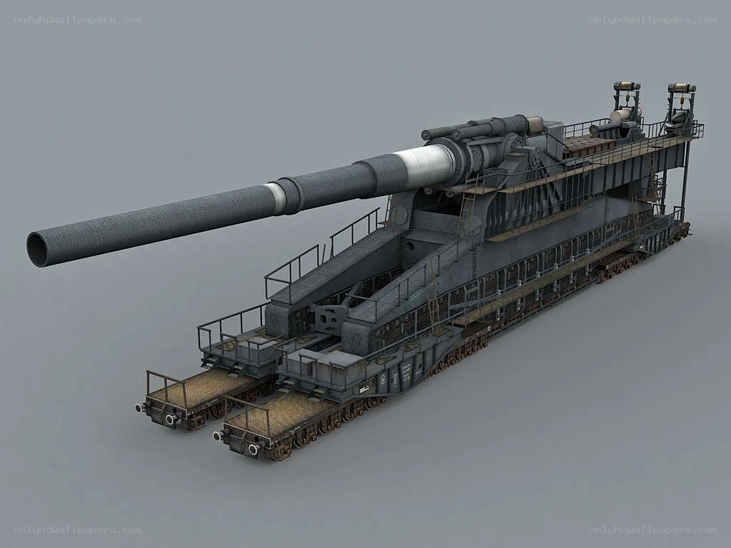 Railway artillery gun model