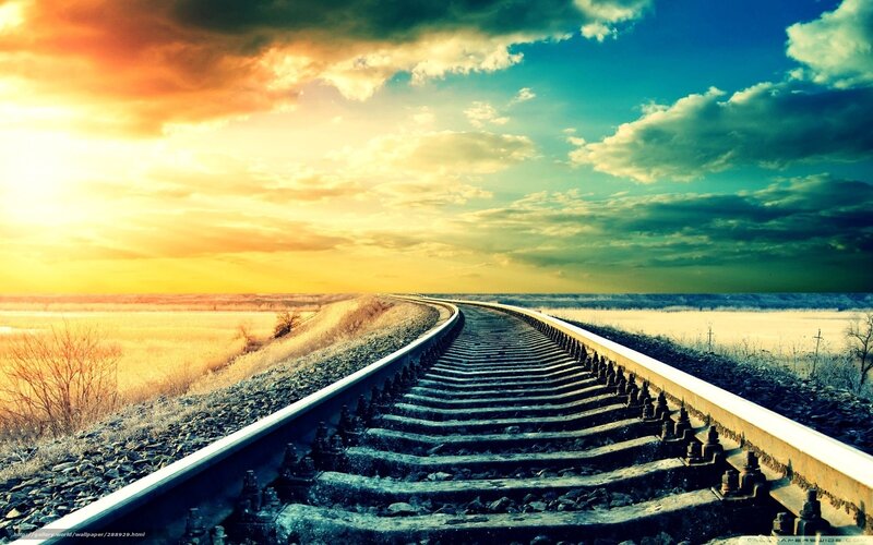 Railway at sunset