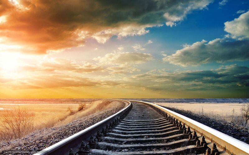 Railway at sunset