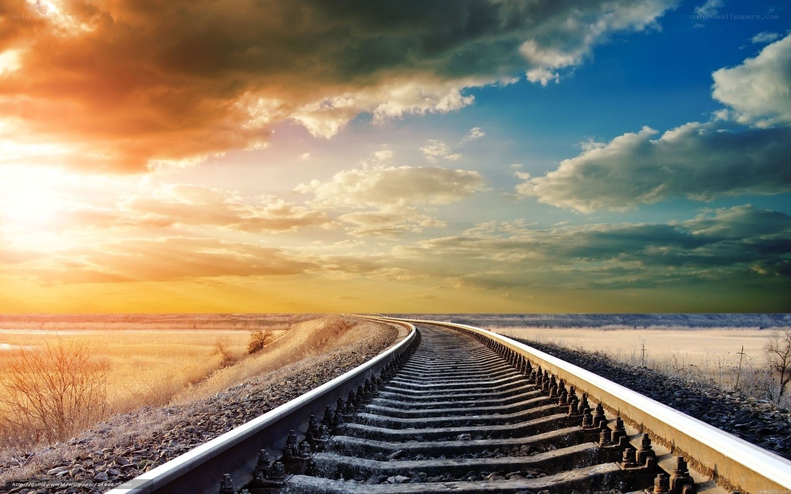 Railway at sunset