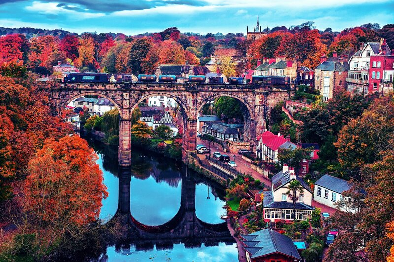 Railway Bridge over River — Red