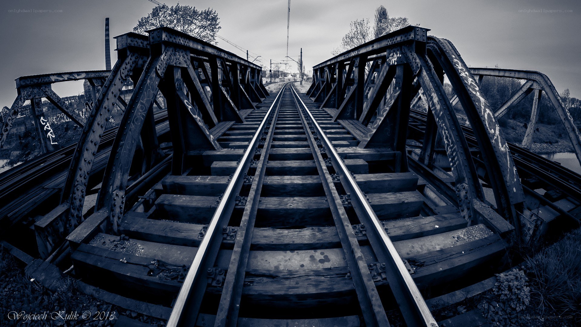 Railway bridge with graffiti