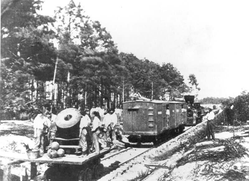 Railway construction crew at work