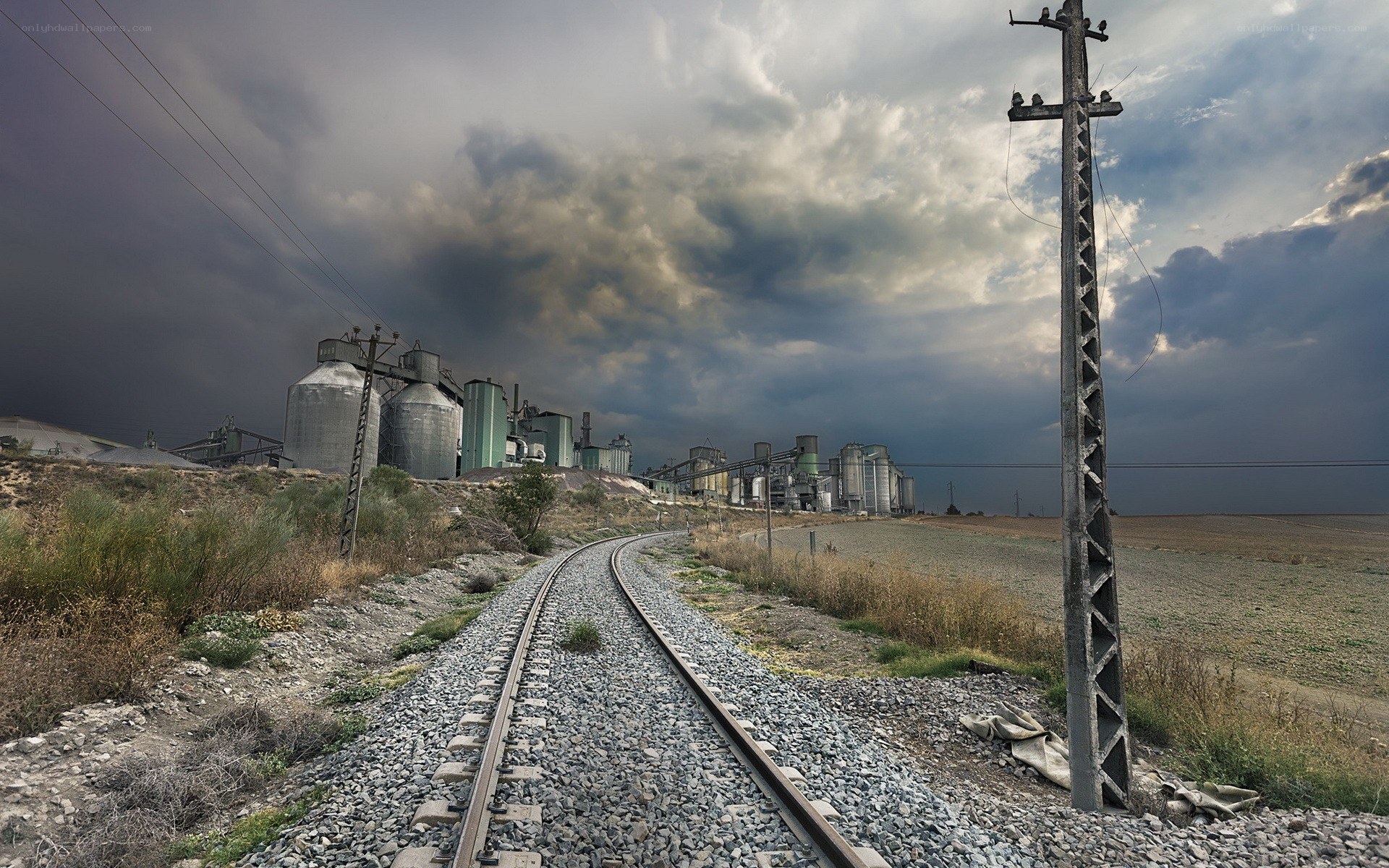 Railway leading to industrial complex