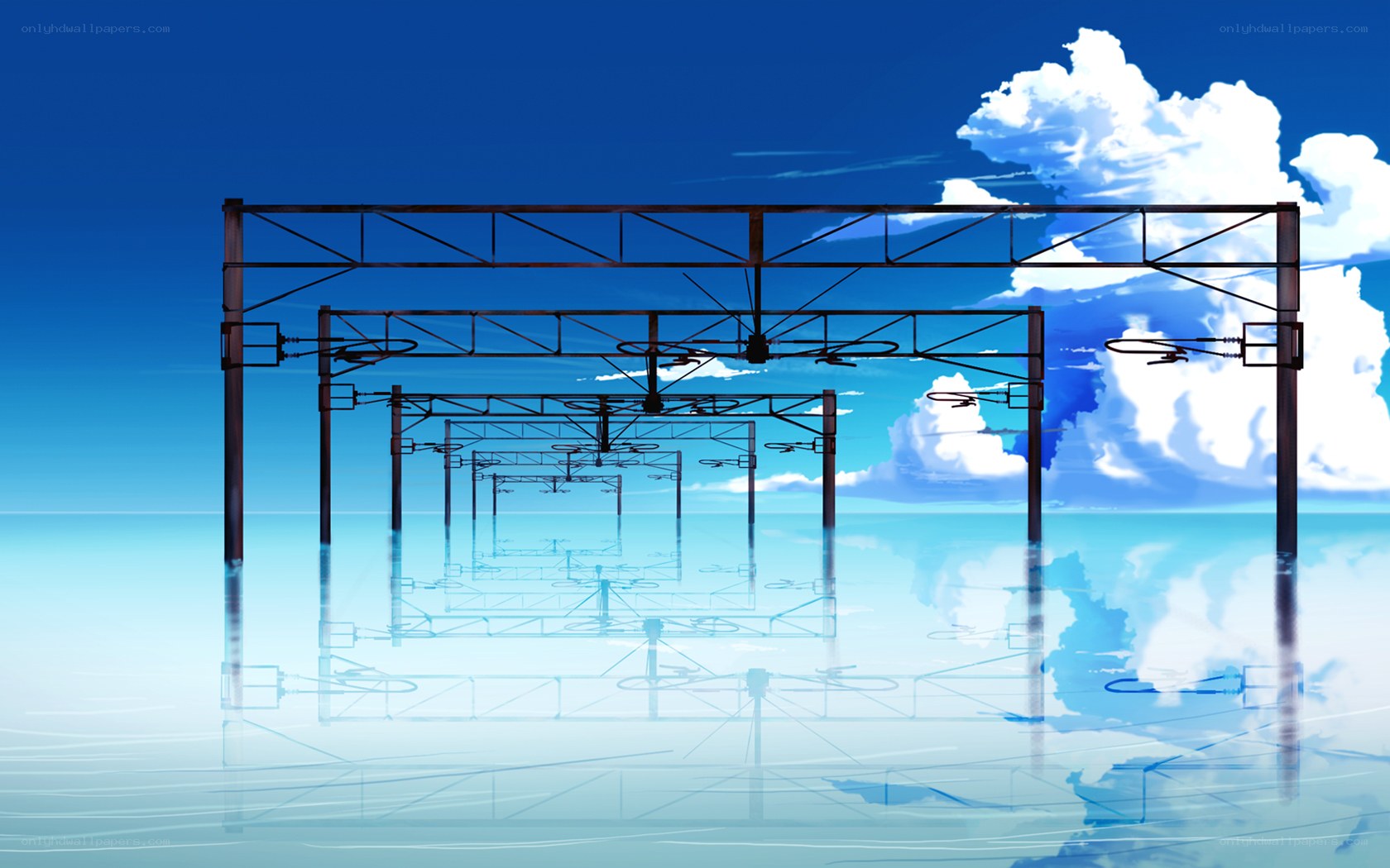 Railway overhead lines at sea