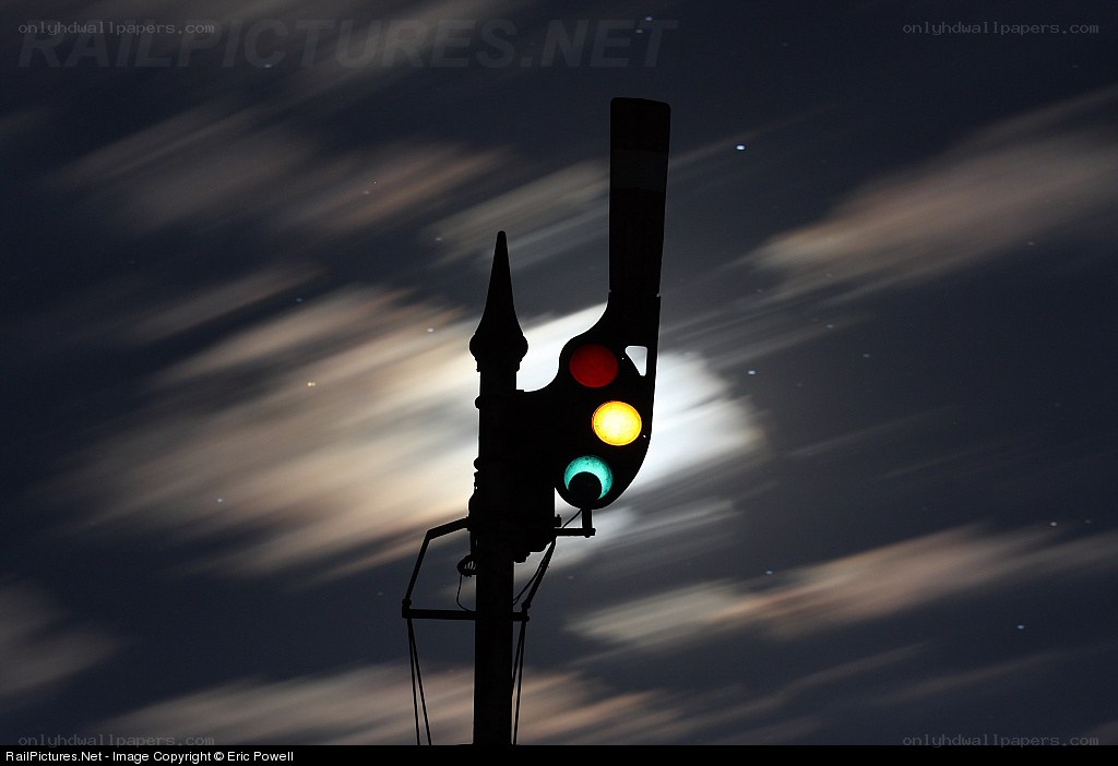 Railway signal at night