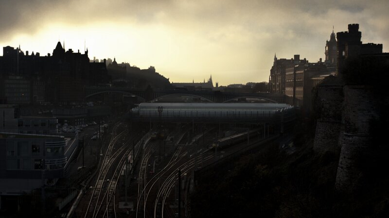 Railway Station at Dusk — Gray