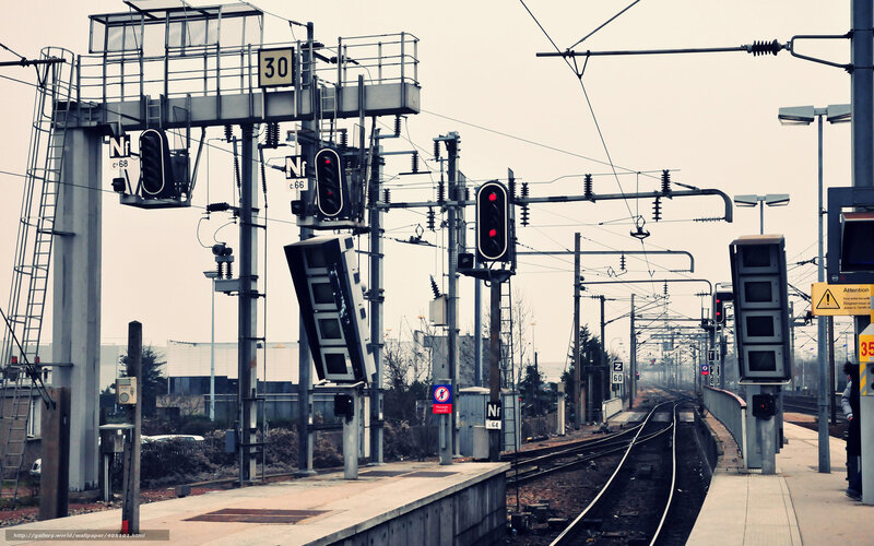 railway station with signals