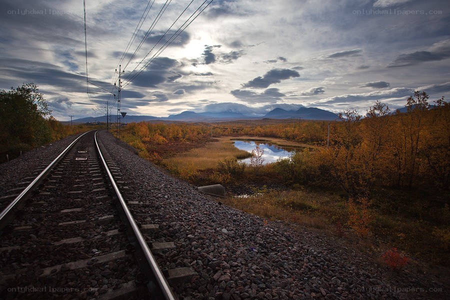 Railway through autumn landscape