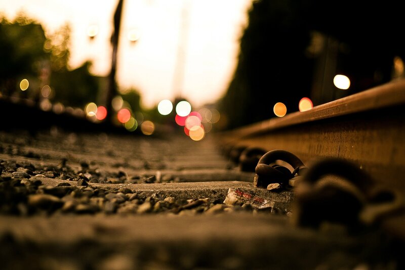 Railway Track at Dusk — Brown