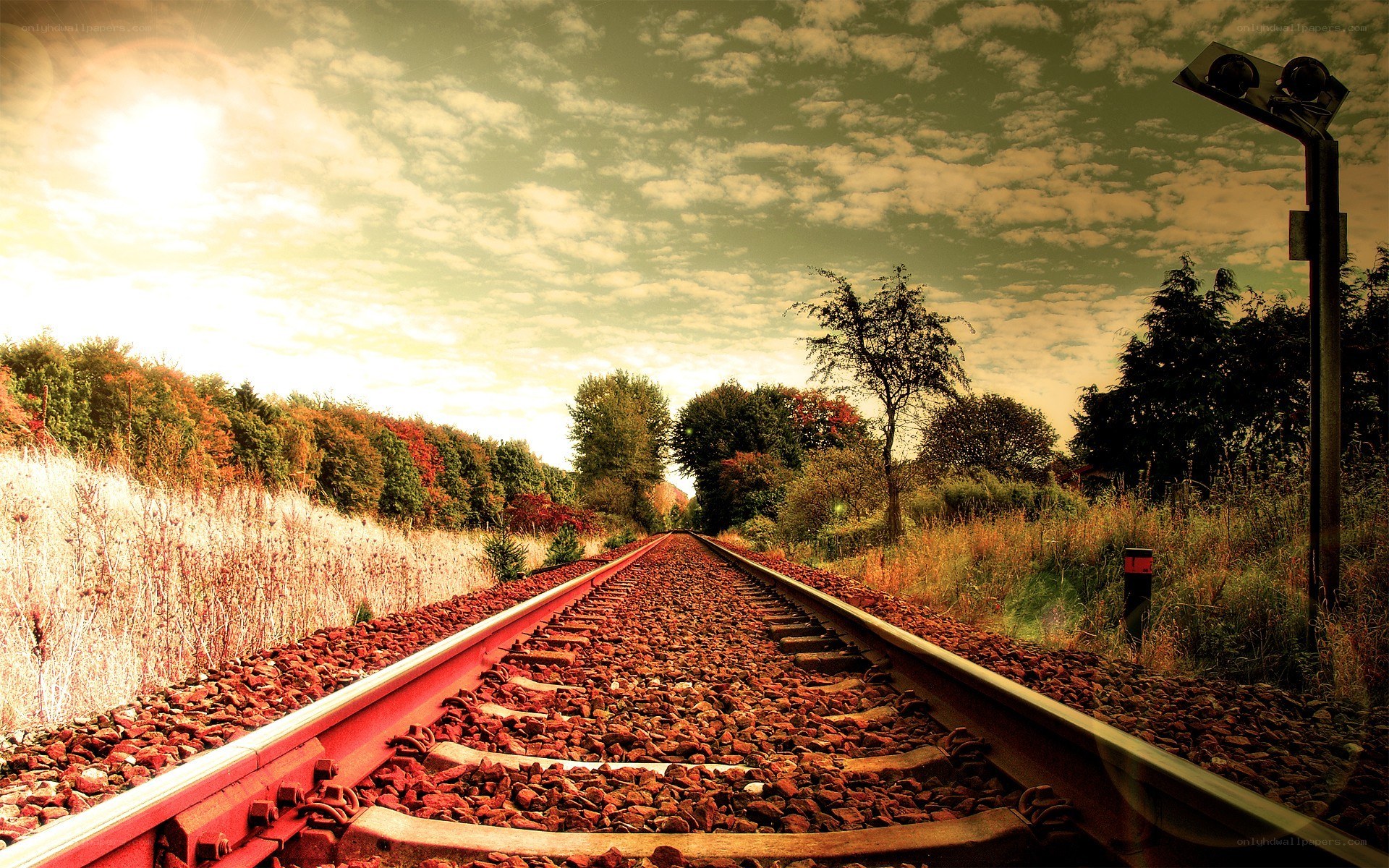 Railway track at sunset