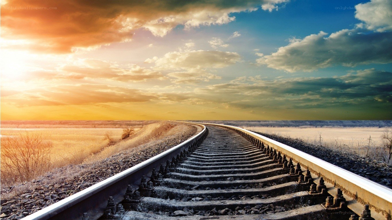 Railway track at sunset