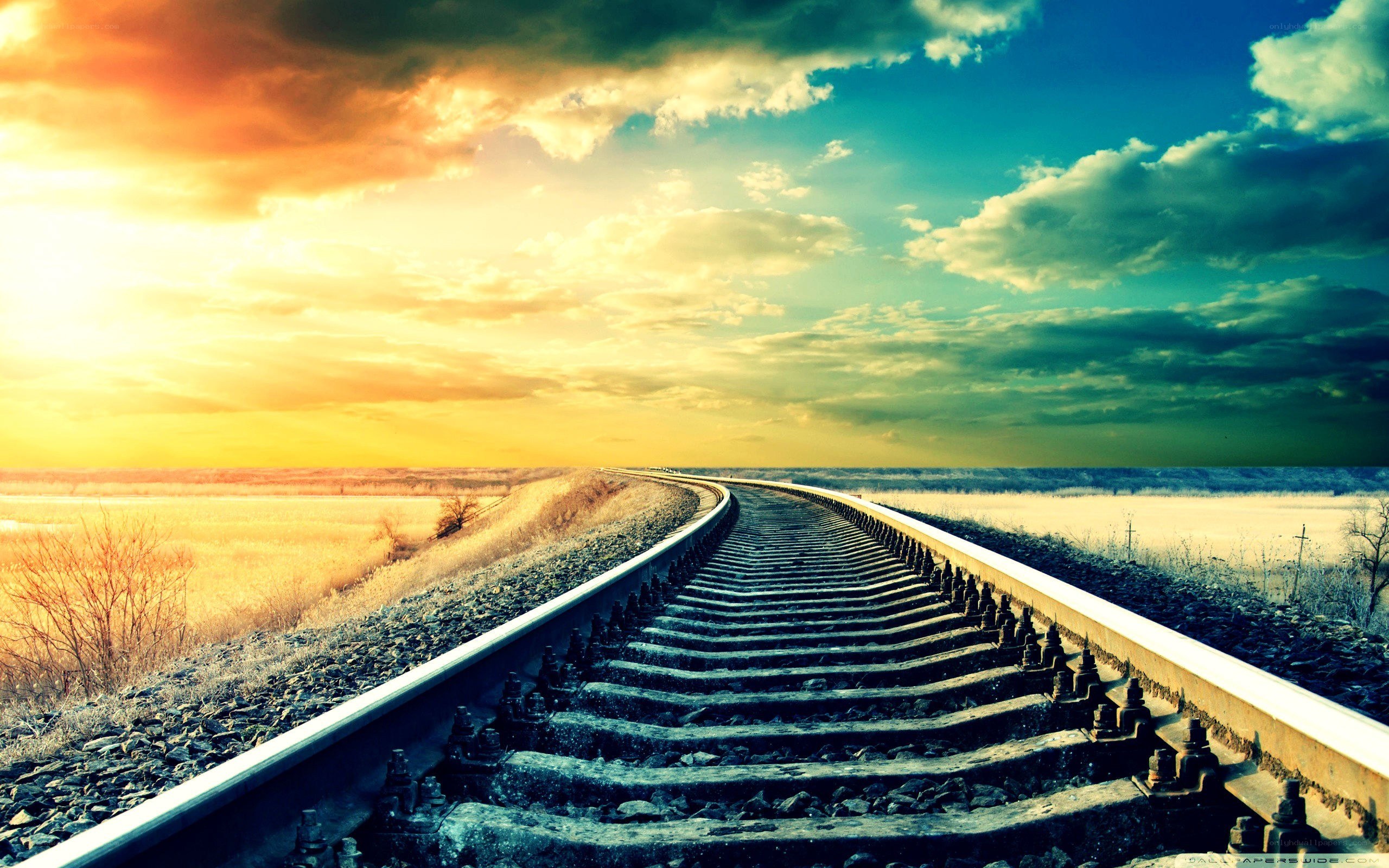 Railway track at sunset