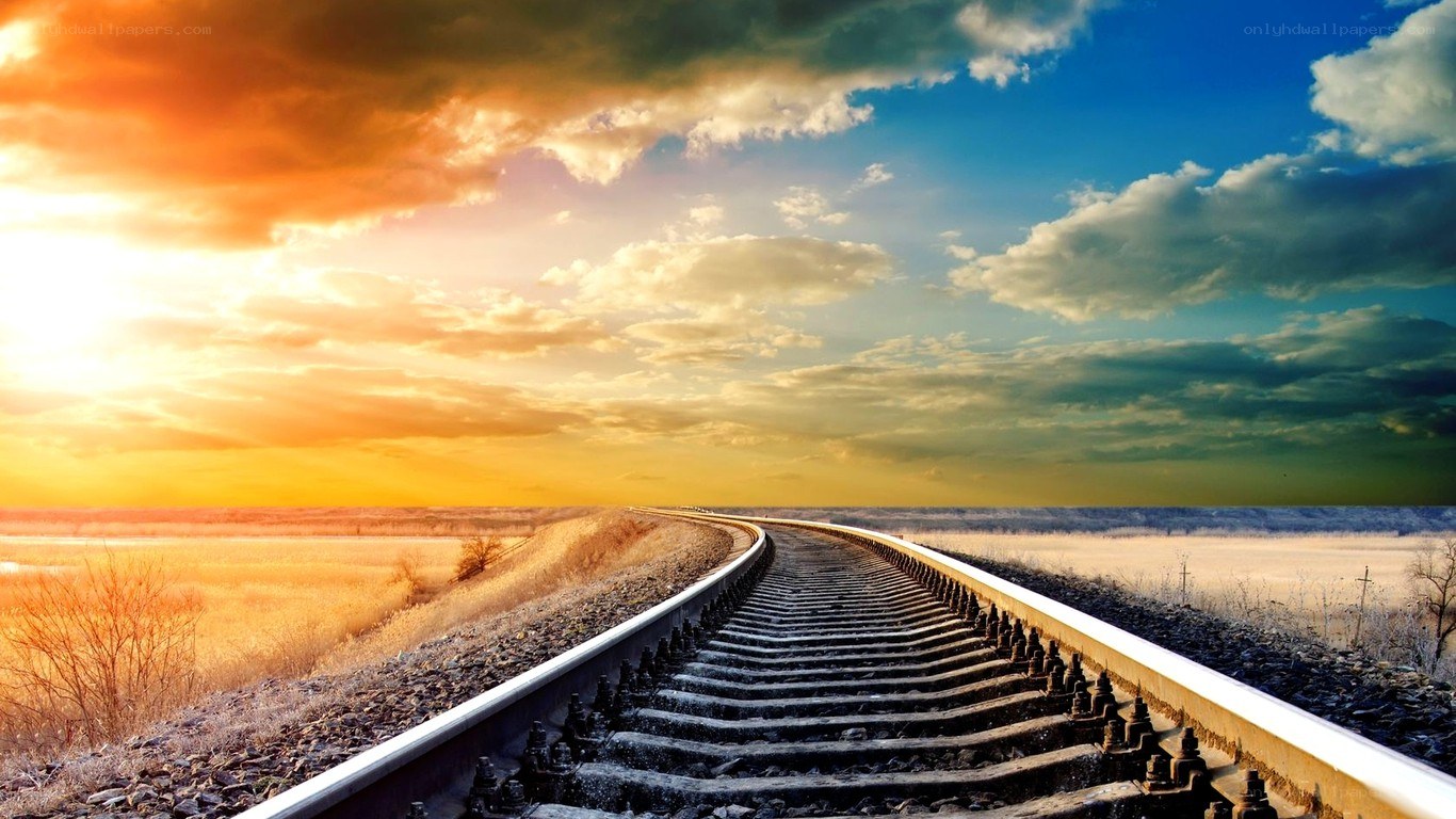Railway track at sunset