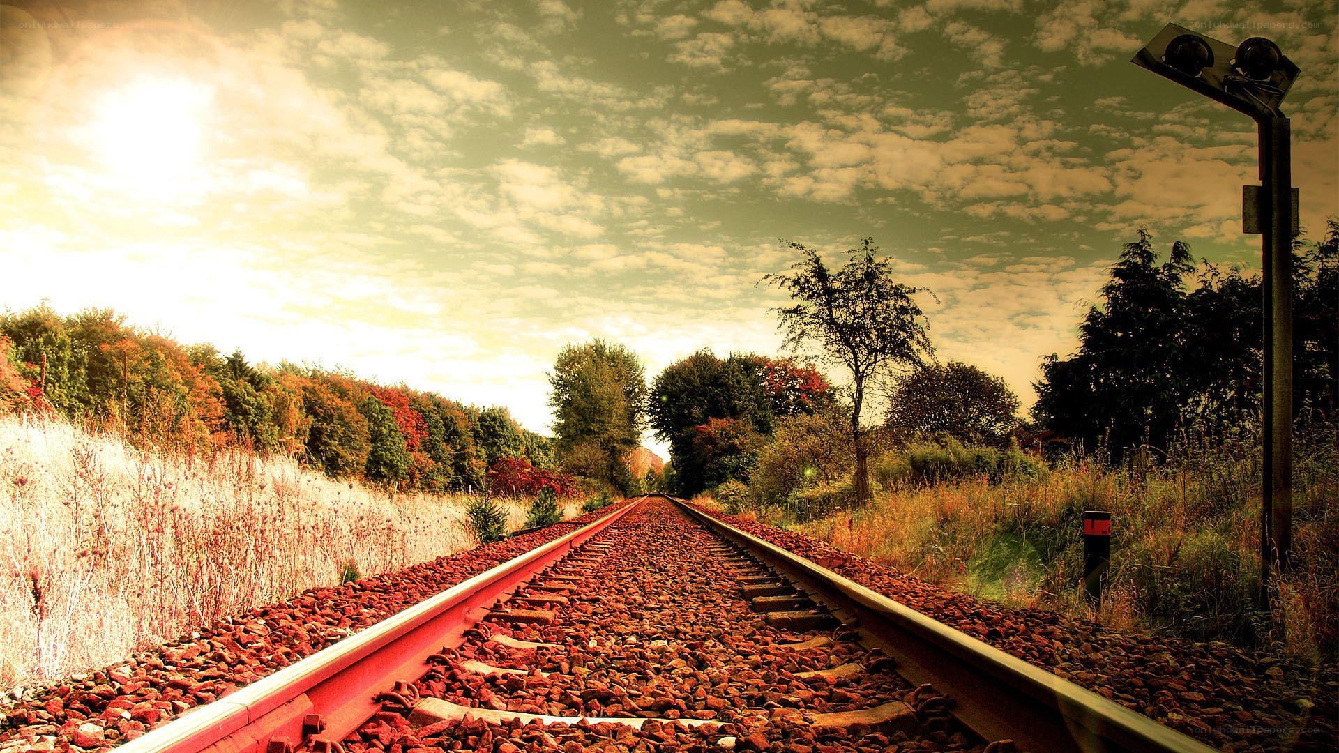 Railway track at sunset