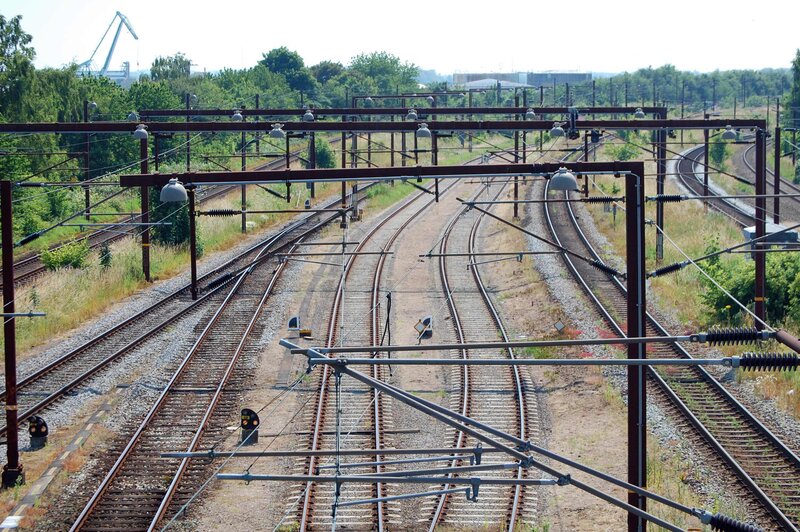 Railway tracks and overhead lines
