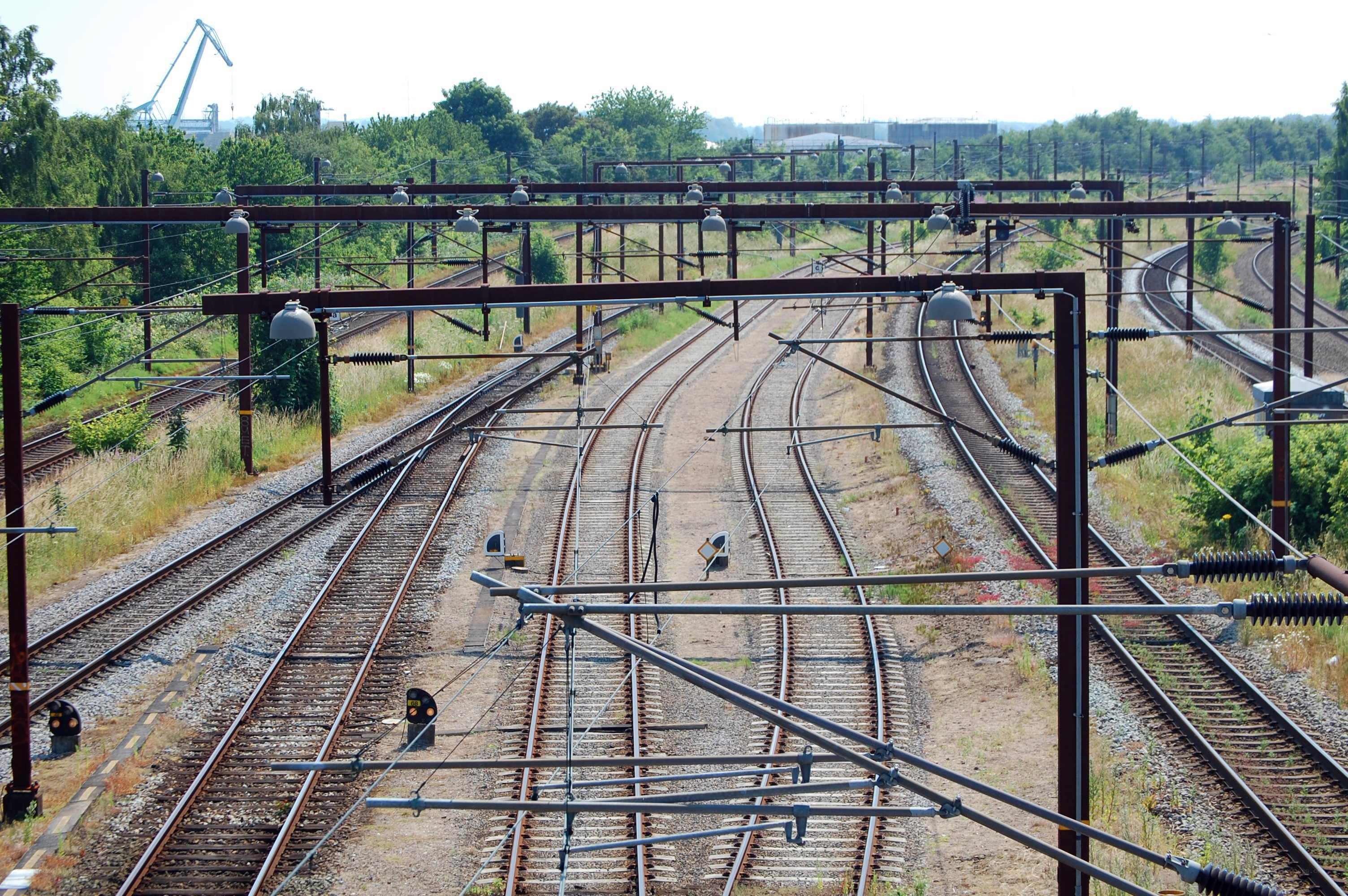 Railway tracks and overhead lines