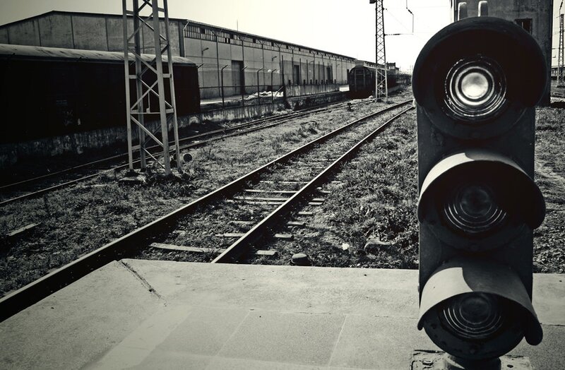 railway tracks and signal light