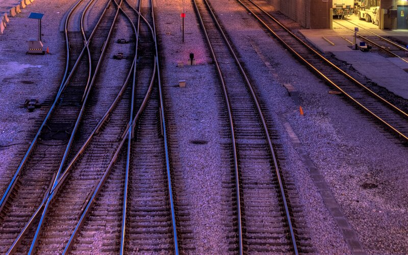 railway tracks at dusk